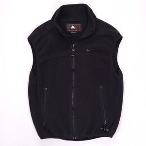 Nike ACG Polartec Fleece Vest Mens Large Black Full Zip Thermal Layer 2 USA Made